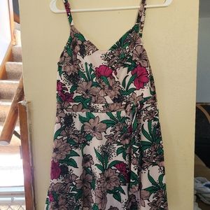Pink floral tank romper